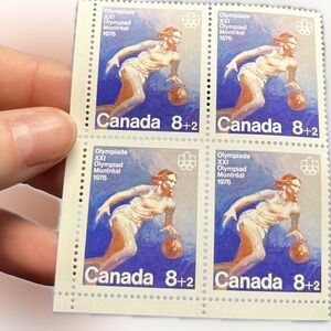 🎈5/$20 - #B10 CANDA 1976 Montreal Olympic Games. 8+2¢ LL 4-Stamp Block.